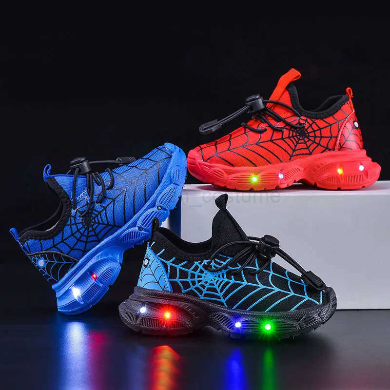 Disney Childrens Led Light Shoes Fashion Spiderman Boys Sneakers Cartoon Casual Shoes Breathable Kids Sport Shoes Size 2130 H251022