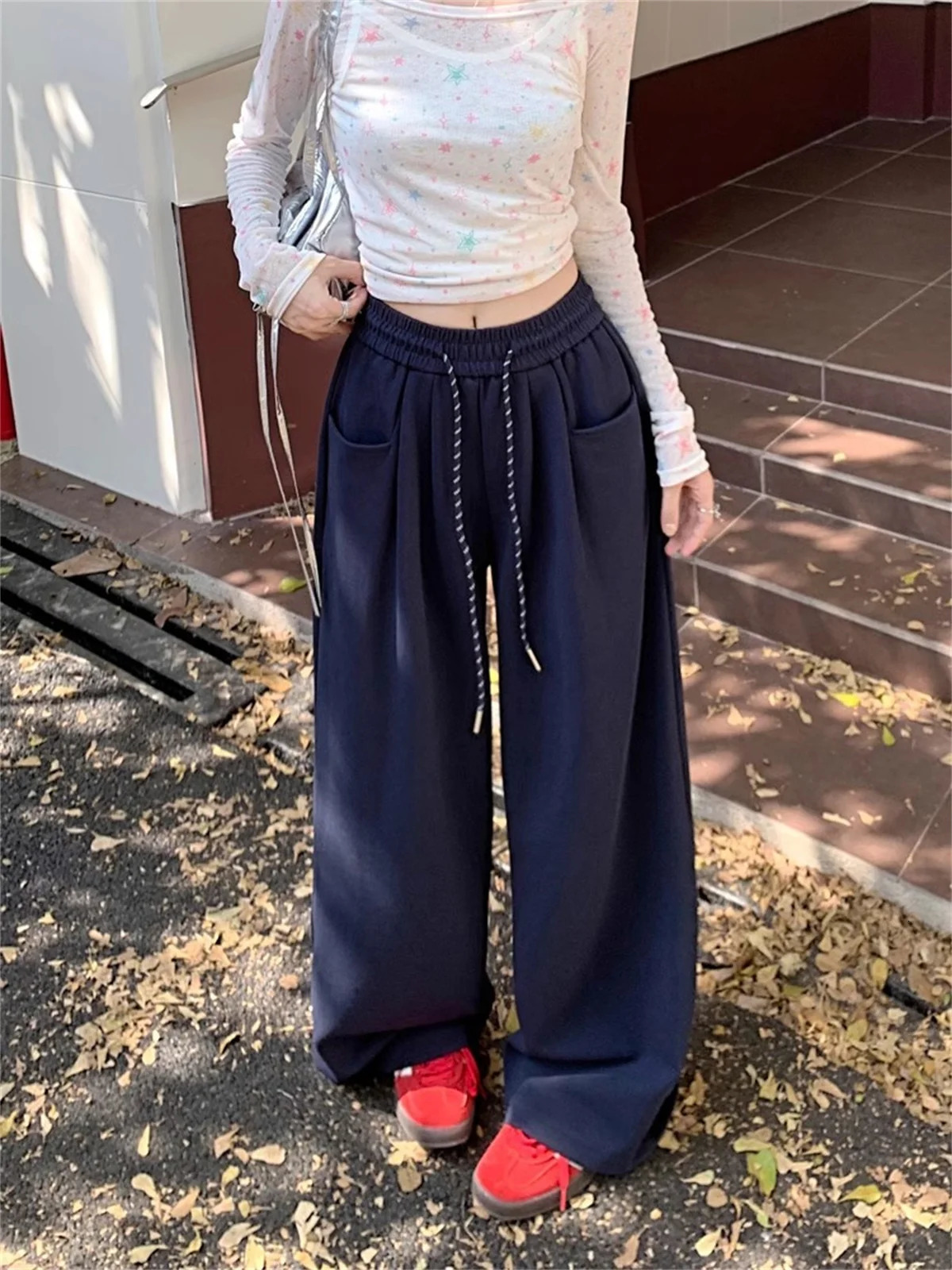 Straight Wide Leg Loose Pant Women Fahsion 2025 Spring Summer Baggy Sweatpants High Waist Csual Street Pants Chic Trousers 251022