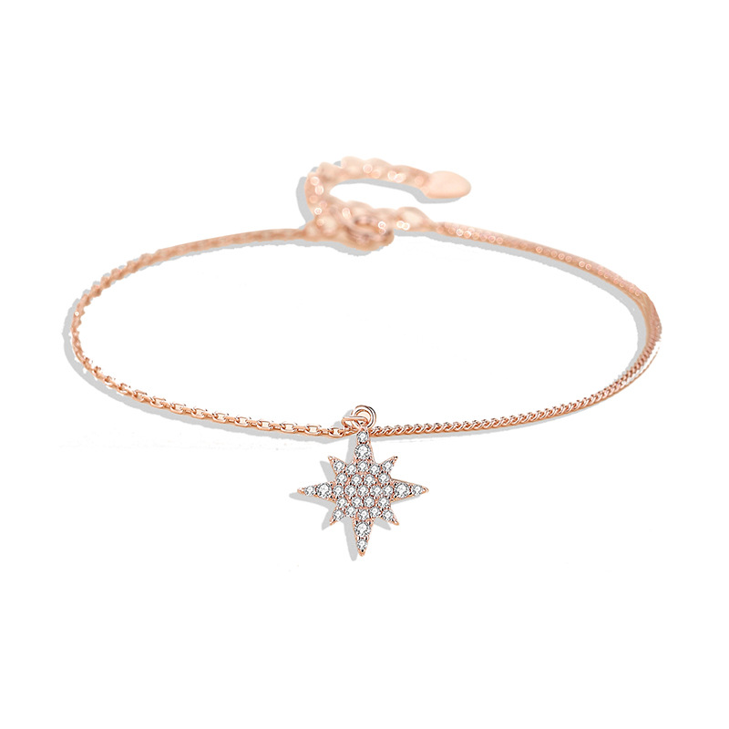 TaiYang New S925 Sterling Silver Eight-pointed Star Bracelet for Women Whit Shiny CZ Zircon Bracelet Premium Jewelry Wholesale