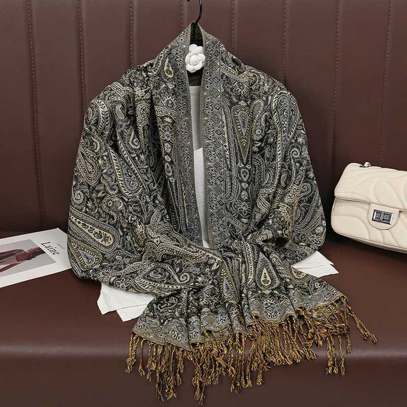 T792 Luxury Fashion Bohemian Paisley Designer Thick Ethnic Style Jacquard Scarf Women Muslim Hijab Tassel Shawl Wrap J251118