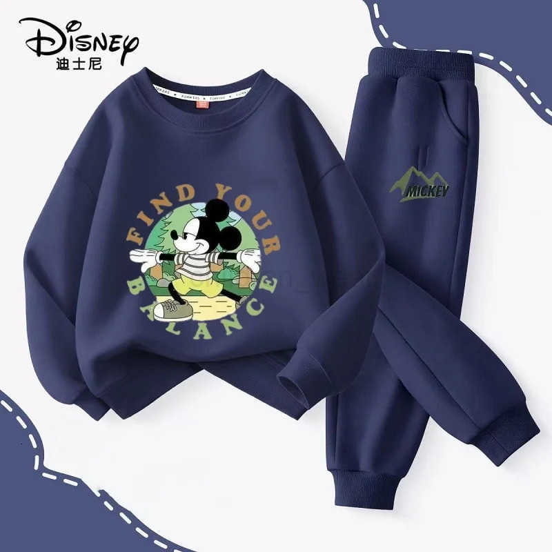 Disney Autumn Baby Girl Boy Clothes Set Children Mickey Printing Sweatshirt Top and Pants Bottom 2 Pcs Suit Cotton Tracksuit H251022