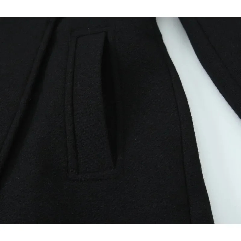 Woolen Coat Fall Fashion Black Long Elegant And Pretty Womens Coats American Retro Autumn Outerwear Urban 251021