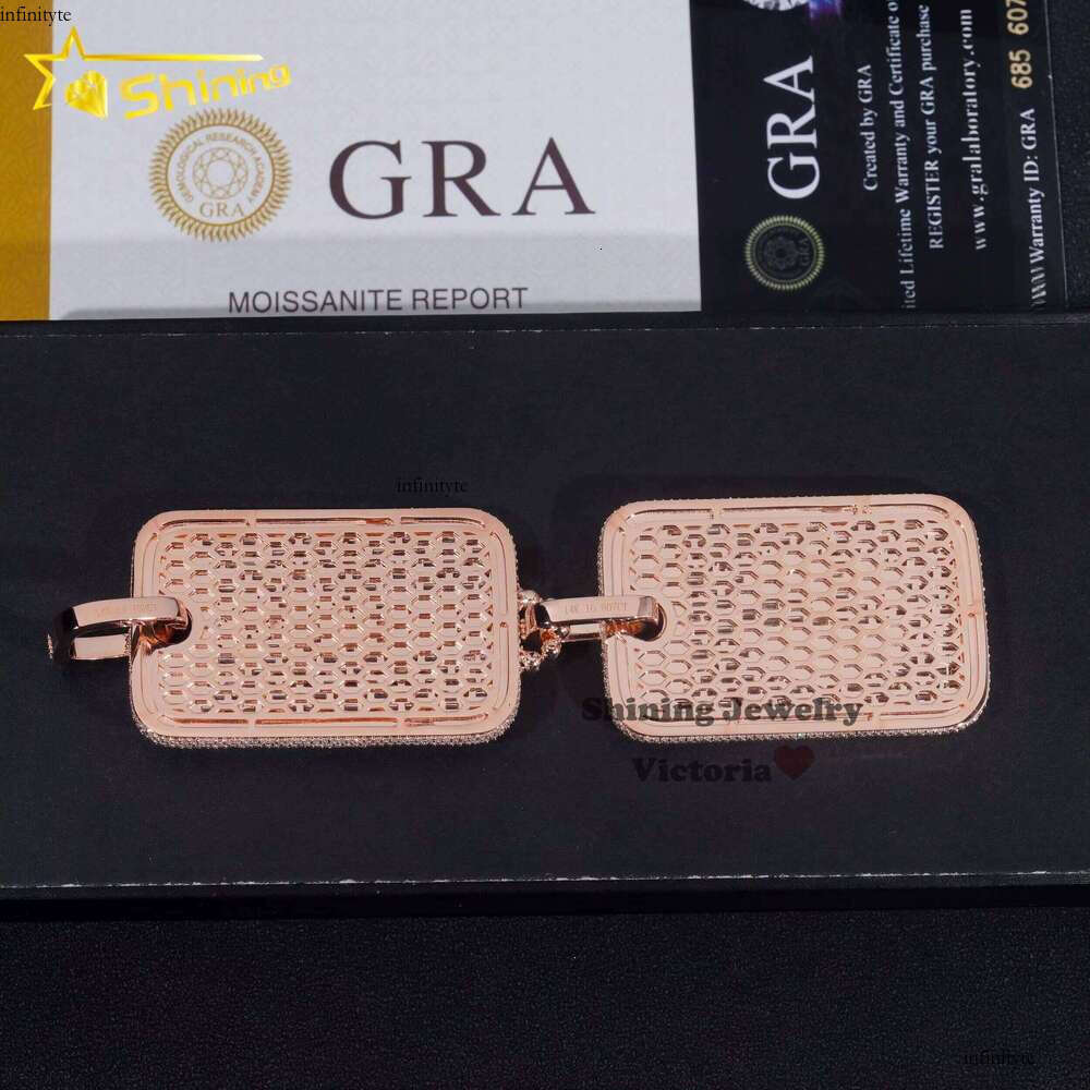Trendy Custom Tap Hip Hop Jewelry Iced Out Sterling Sier Moissanite Dog Tag Pendant All pendants come with a 3mm braided chain