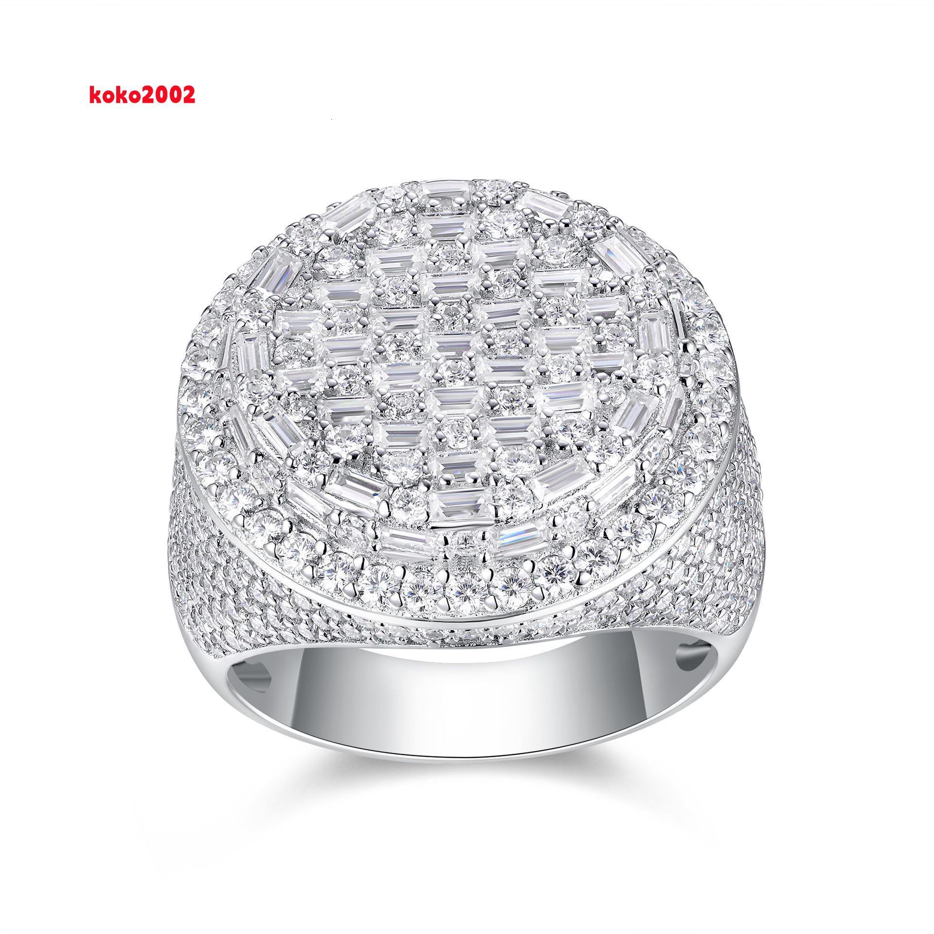 Xunai Fashion Jewelry Wholesale 925 Sterling Silver Ice Moissanite Hiphop Mens VVS Moissanite Ring