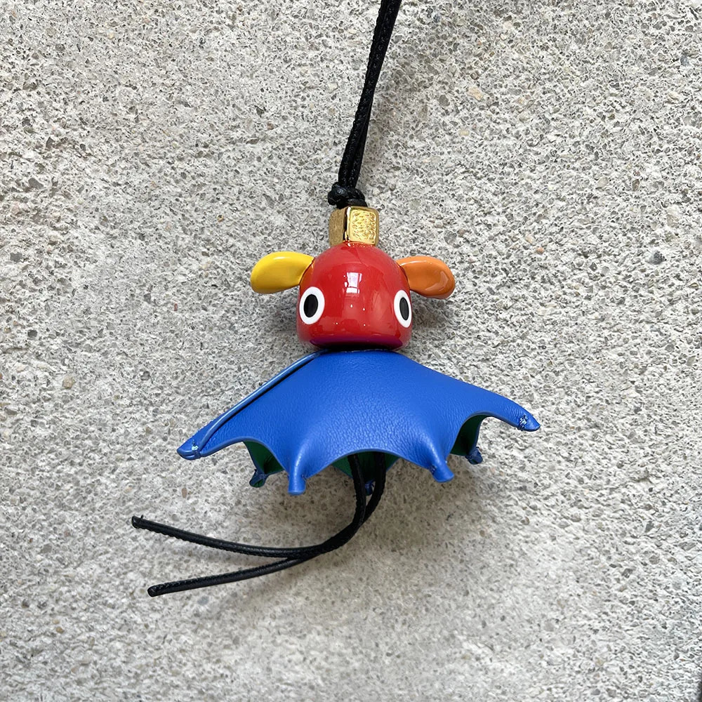 Genuine Leather Whimsical Creature Keychain Bag Charm for Luggage Purse Car Decor Cute Accessory 251020