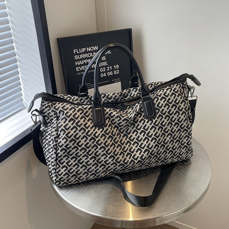 Designer Duffel Bags Women's Letter Print Tote Bag, Large Capacity Lightweight Travel Duffle, Portable Weekender Gym Bag for Short Trip and Sport