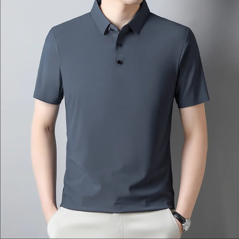 Summer Men Short Sleeve Ice Silk POLO Shirt Fashion Simple Mens Business Casual Pullover Large Size 5XL 251020