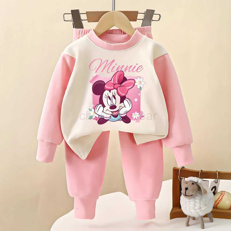 Disney Springautumn New Childrens Clothing Sets Baby Girls O Neck Hoodies Pants Two Piece Kids Casual Sweatshirt Set Tracksuit H251022