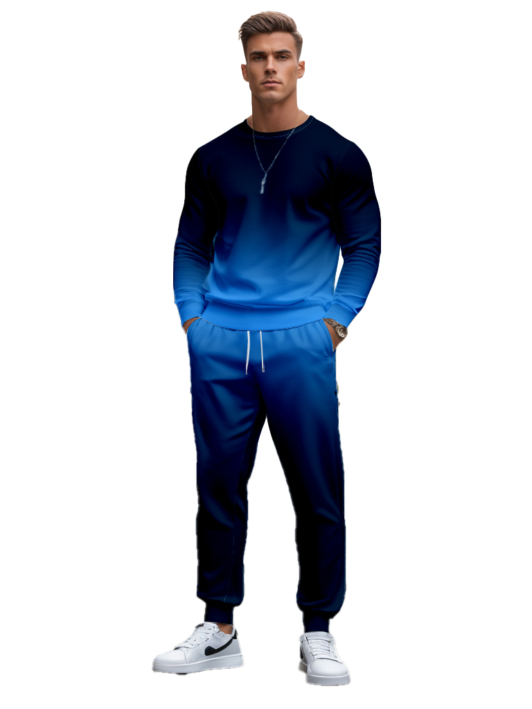 Men's Brown Knitted Cotton Blend Long Sleeve Round Neck Sweatshirt Ankle-Length Casual T-Shirt Comfortable Outdoor Wear - YLWY00160