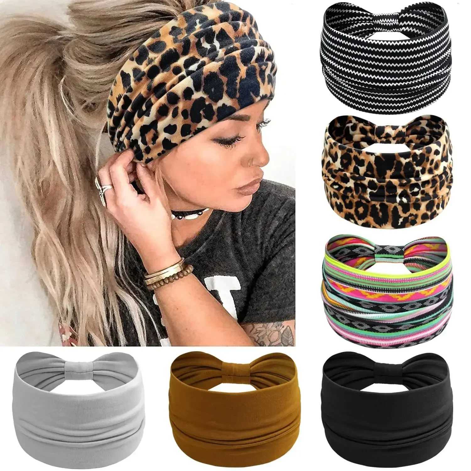 Twisted Wide Hair Bands for Women Wide Turban Workout Headband Fashion Yoga Hair Bands Boho Twisted Thick Hair Accessories V251022