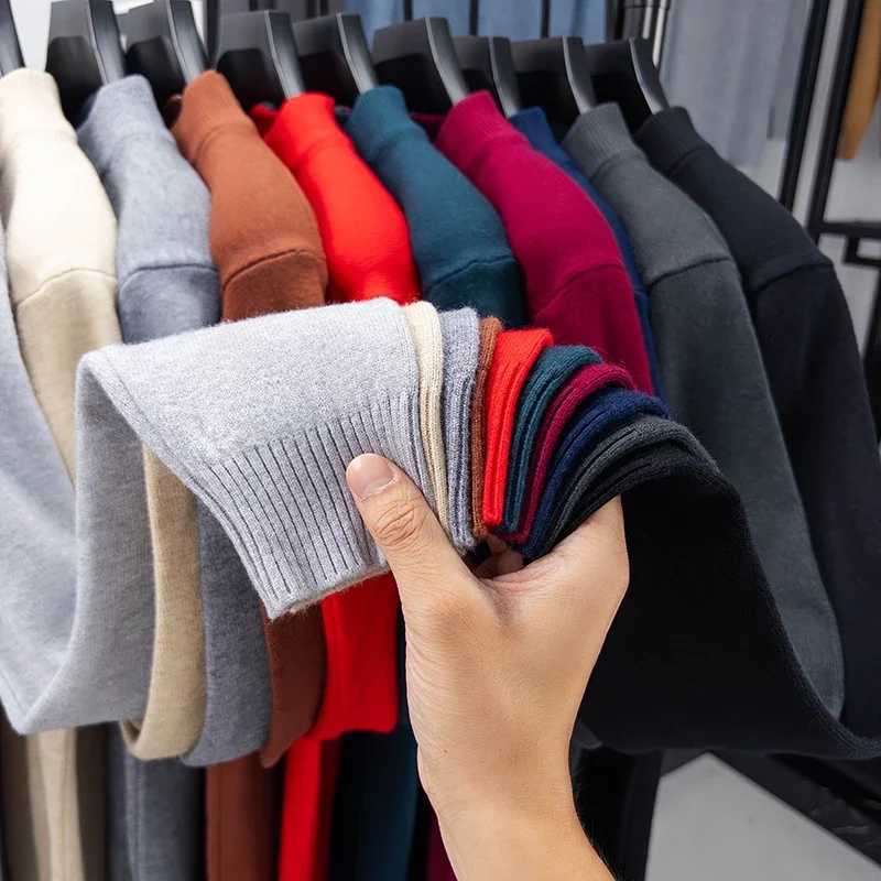 Half Turtleneck Knitwear Sweater New AutumnWinter Mock Neck Sweatshirts Solid Color Pullovers Man Brand Casual Mens ClothingXJ251022