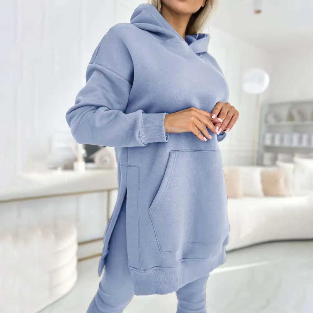 2024 Casual Two Piece Sets Womens Outifits Streetwear Summer Sports Leisure Long Sleeves Hoodie Thick Bottom Pants Suit FemaleT251022