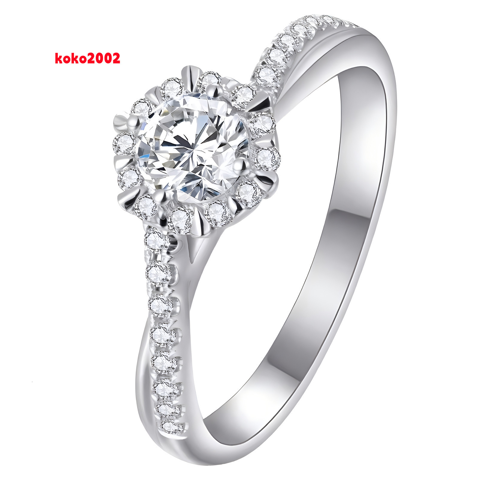 925 Sterling Silver Vega Ring with 1 Karat Moissanite Diamond Live Twist Arm Female Source CrossBorder Explosive Source