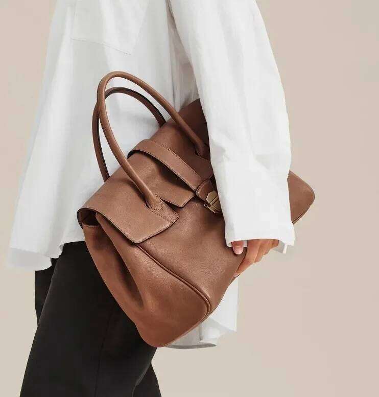 Handbag Briefcase Ladies Leather Retro Large Capacity Commuter Head Layer Cowhide Bags Breathable Soft