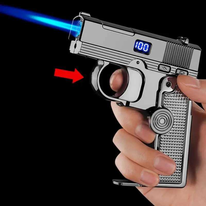 Folding Dual Form Lighter Creative Decompression Gyroscope Deformation Lighter Gas Electric Dual Use Windproof Lighter C251022