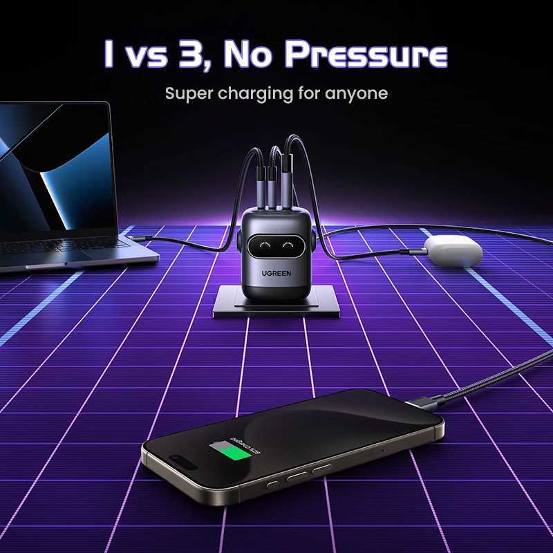 US PlugUGREEN 65W 30W GaN Charger Robot Design QC40 30 PPS for iPhone 17 16 15 Pro Macbook Laptops Tablet PD30 Fast Charg J251114