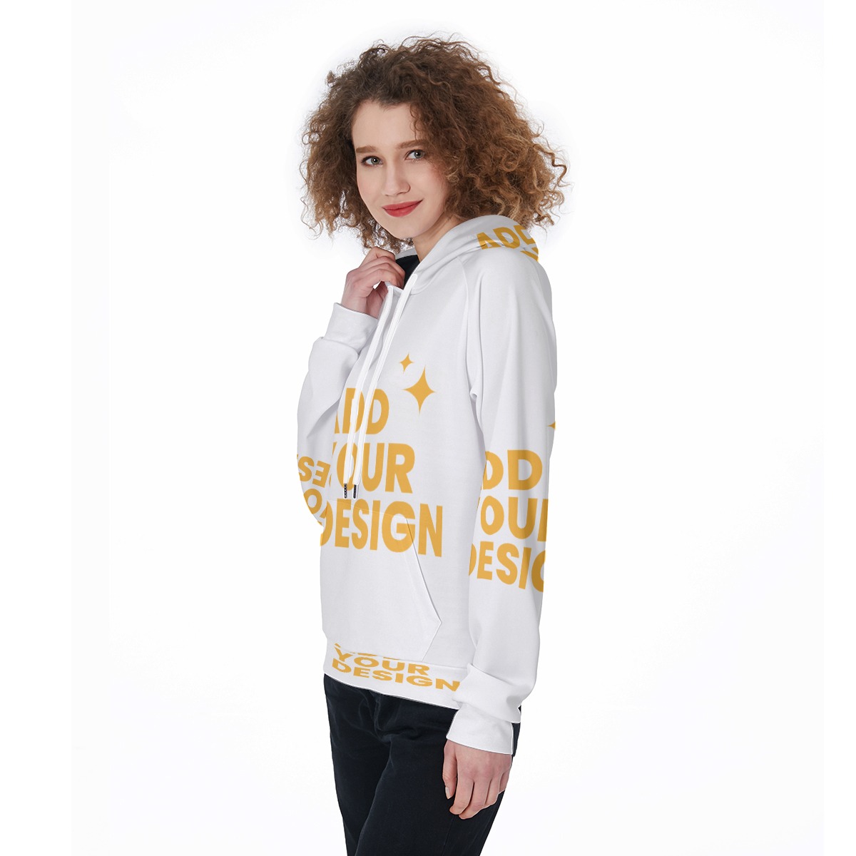 DHgatepod Women's Raglan Sleeve Hoodie - All-Over Print Scuba Fabric Pullover with Contrast Lined Hood