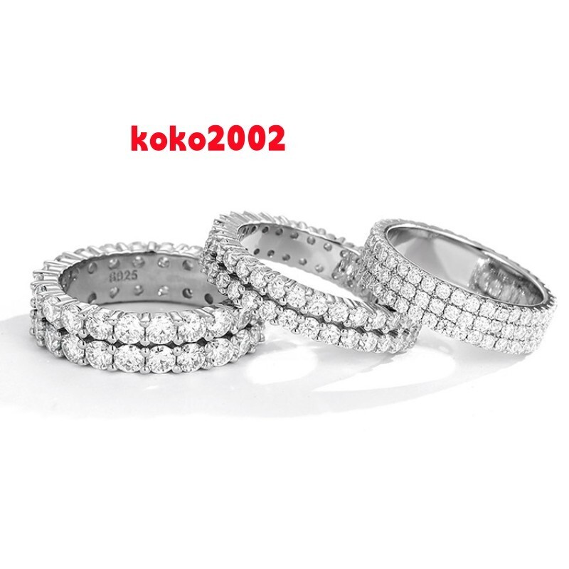 Moissanite Diamond Ring 925 Sterling Silver Two Three Row Ring Full Diamond Design Fashion Tennis Moissanite Ring Jewelry