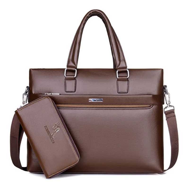 KANGAROO Luxury Brand Business Laptop Handbags Messenger Bags Men Leather Briefcase Male Travel Bags Men Shoulder Bag W251022