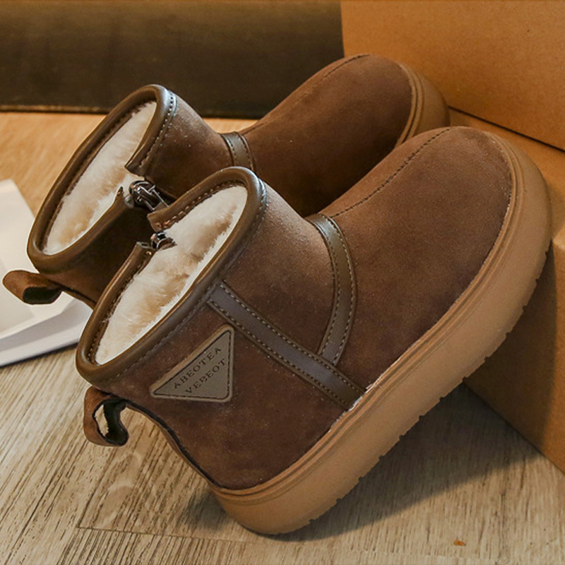 Kids Snow Boots for Girls Boys Winter Warm Plush Lining Ankle Boots for Toddler Children Fashion Kidsnest Side-zipper Cotton Shoes Sizes 26 - 36 US9C-