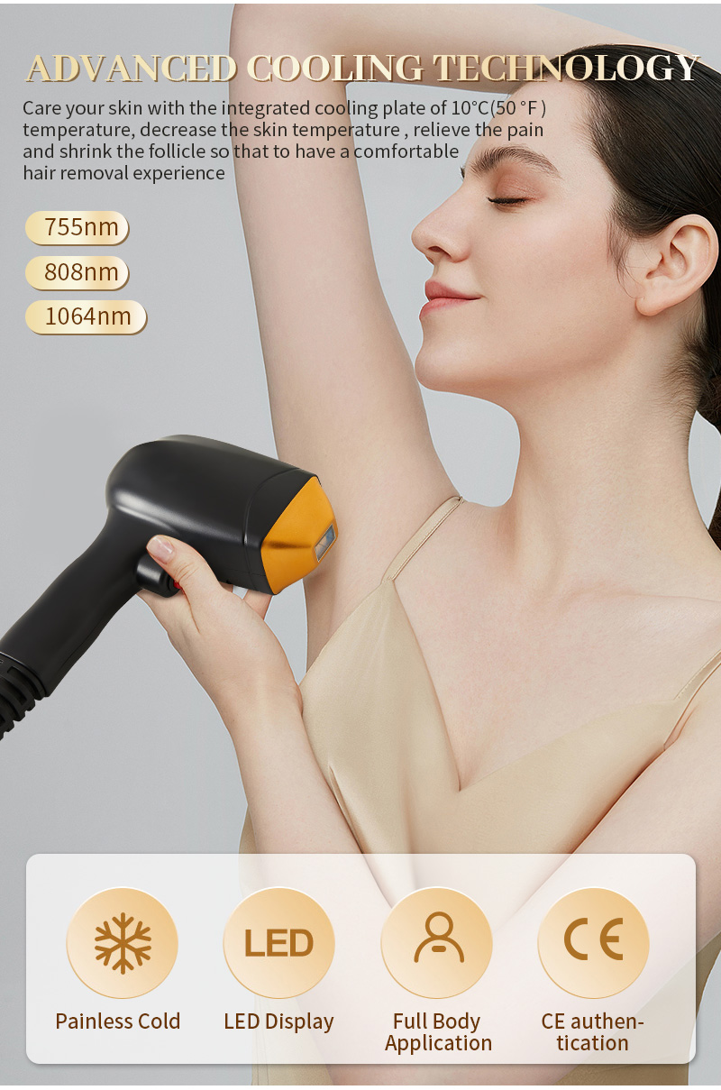 Permanent Depilation Machine 808nm Diode Laser Hair Removal Machine Professional 3 Wavelengths Painless Hair Removal Device