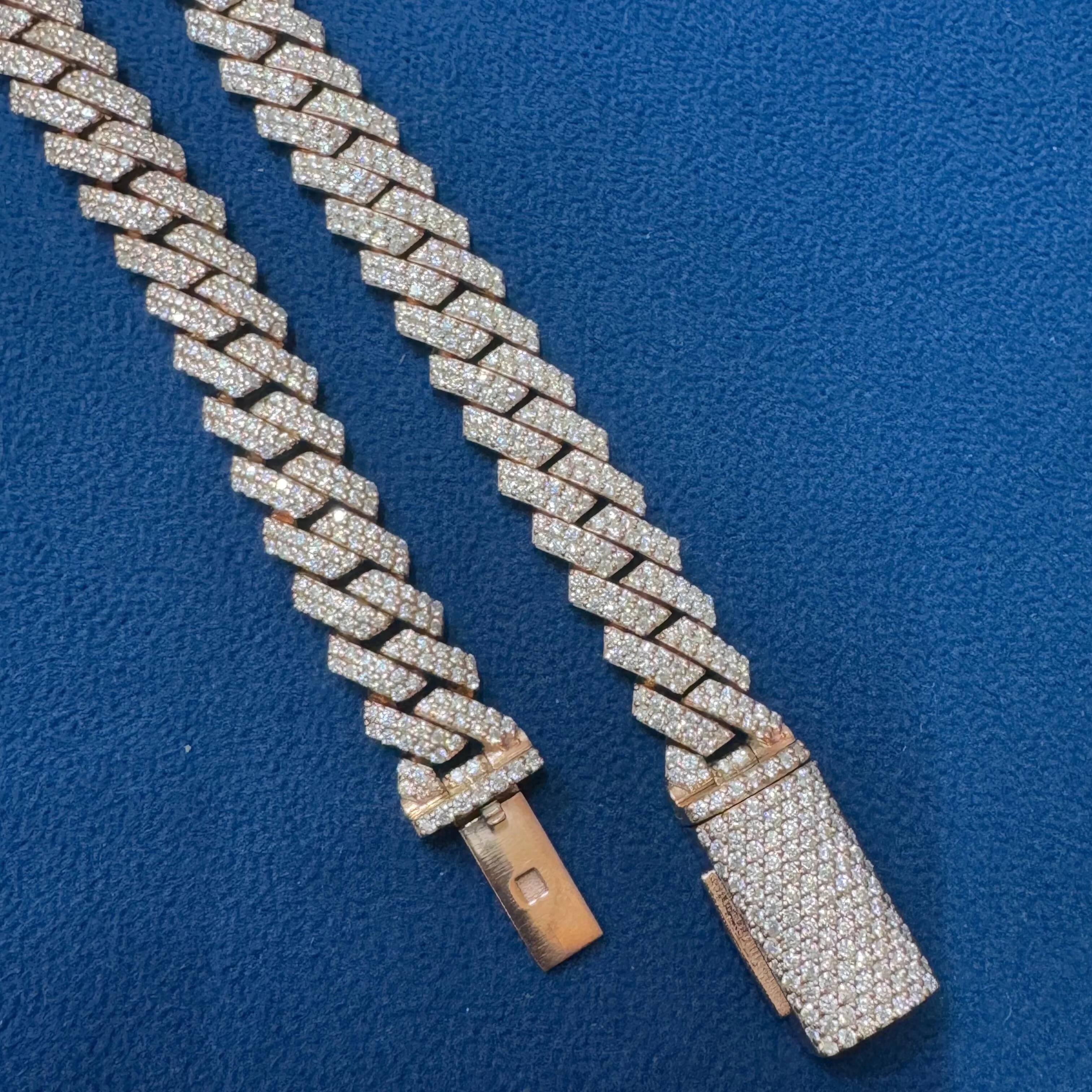 Moissanite Diamond 10 MM Rose Gold Plated 925 Sterling Silver Fully Iced Out Hip Hop Style Cuban Link Chain Jewelry for Sale