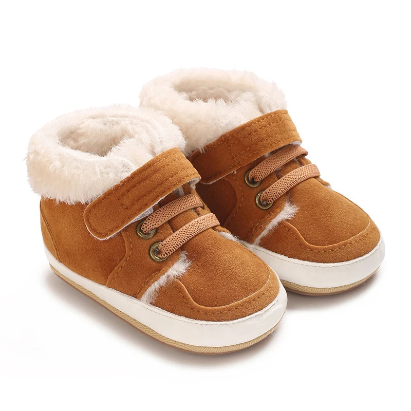 HAIZHIW Winter Baby Boy Girl High Tops Sneakers Rubber AntiSlip Sole Fleece for Warmth Infant born First Walking Crib Shoes 251022