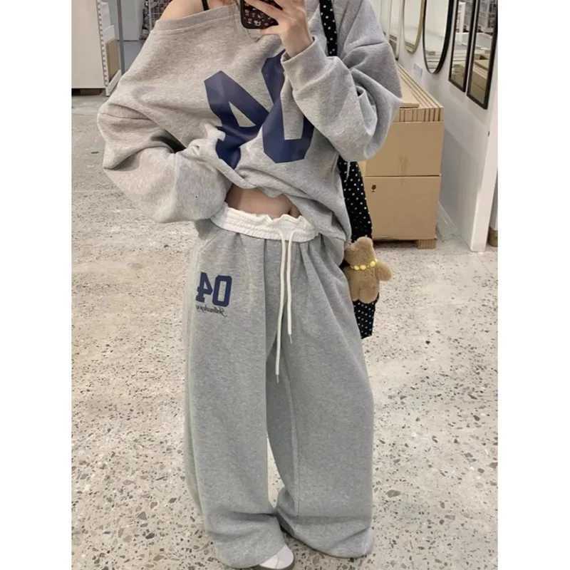 Letter Fashion Color Retro Sports Pants for Women in Spring Summer High Waisted and Drooping Casual Pants Loose Pants VersatileT251022