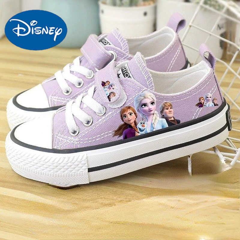 Disney Girls Shoes Summer Spring Childrens Canvas Elsa Princess Shoes Lowtop Sneakers Girls Purple Shoes Size 2537 H251022