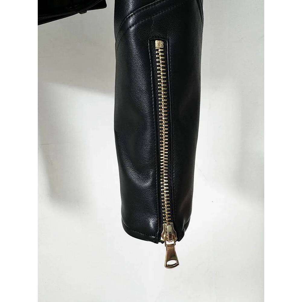 HIGH STREET New Fashion 2025 Designer Women's Peak Shoulder Double Breasted Lion Buttons Faux Leather Moto Jacket