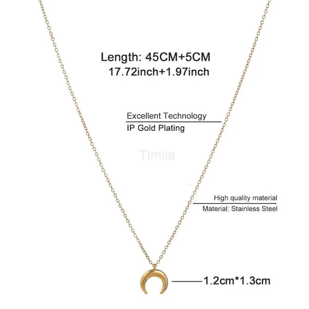 New Fashion Stainless Steel Thin Chain Moon Pendant Necklace For Woman Half Moon Horn Charms Necklace Jewelry U251022