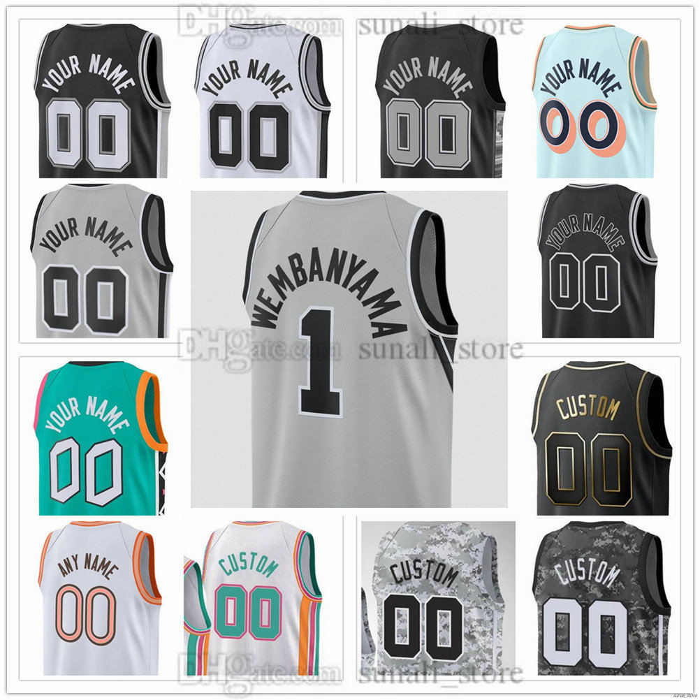 Men's XS-6XL Basketball 1 Wembanyama Jerseys Keldon 3 Johnson Jeremy 10 Sochan Devin 24 Vassell Stephon 5 Castle De'Aaron 4 Fox 7 Kornet Dylan 2 Harper 21 Duncan Printed