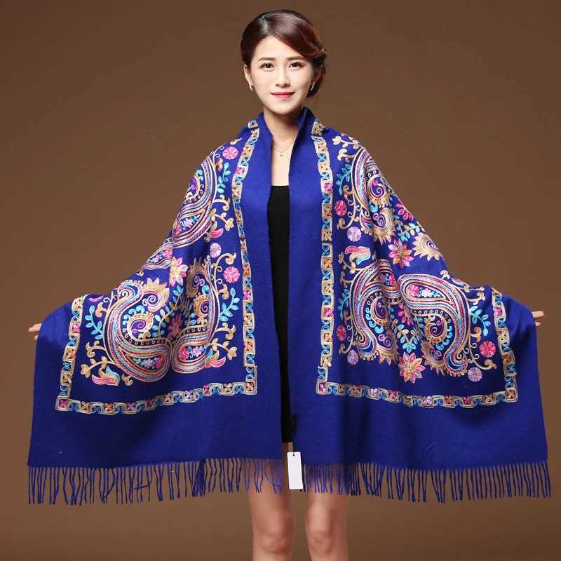 New Arrival Shawl Women Embroider Flower Scarf Cashmere Scarf Winter Warm Fine Tassels Scarf Shawl Fashion Shawl Scarve J251118