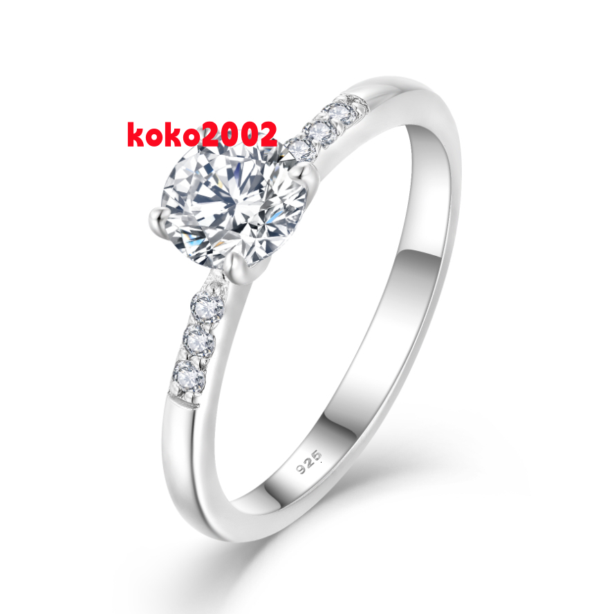 Womens 925 Sterling Silver RoundCut Moissanite Engagement Ring with GRA Certificate