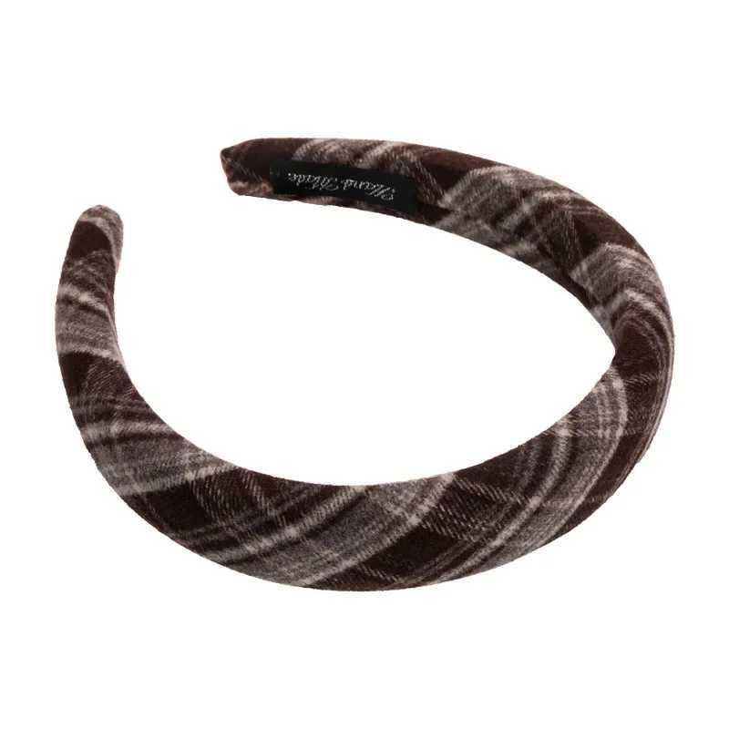 Autumn Winter Retro Preppy Style Plaid Contrasting Headband Womans Temperament Hair Hoop Hair Band Female Party Hair Accessories V251022
