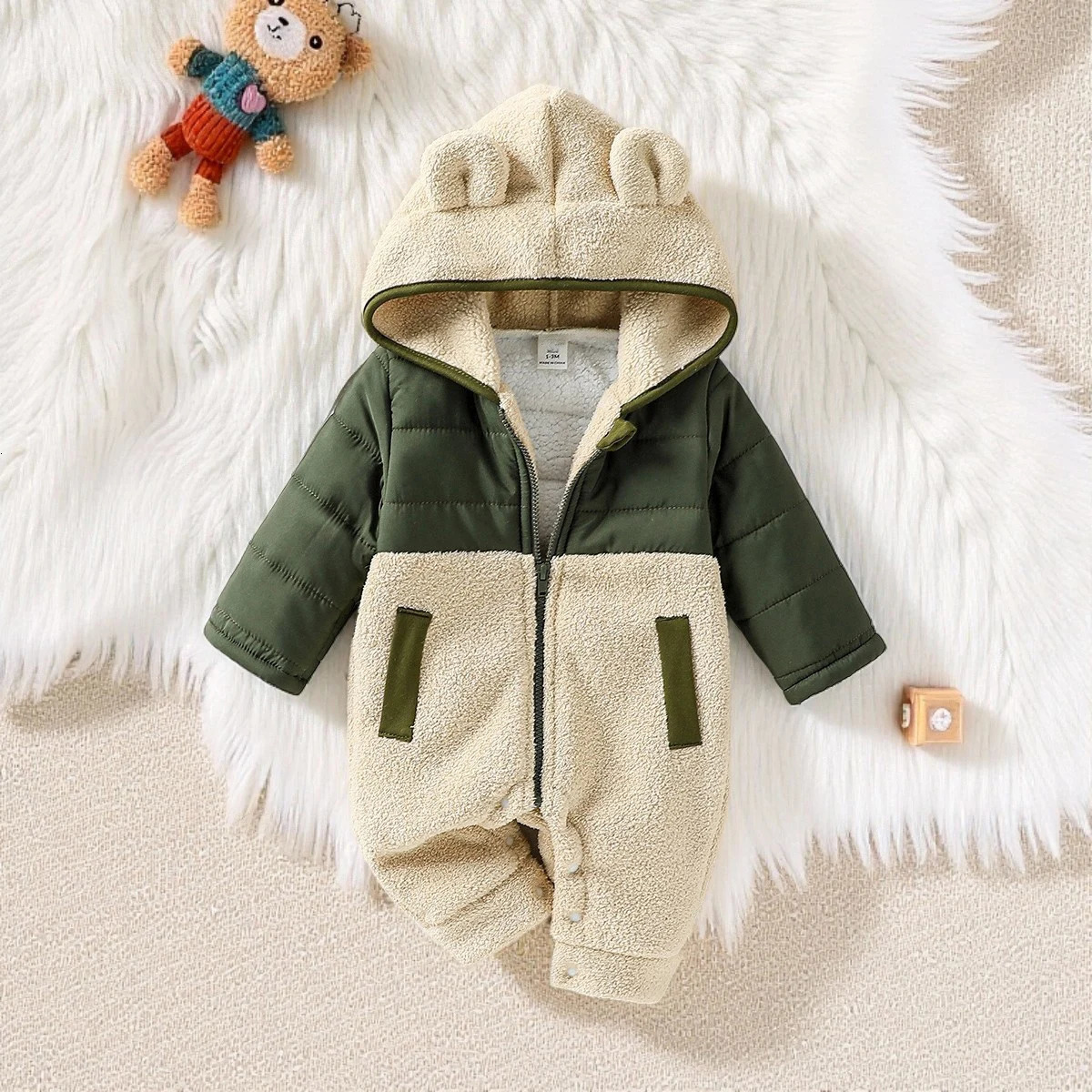 Baby Long Sleeve clothes born boys girls warm thick onepiece Hooded Romper winter For 01Y Autumn Winter Jumpsuit 251022
