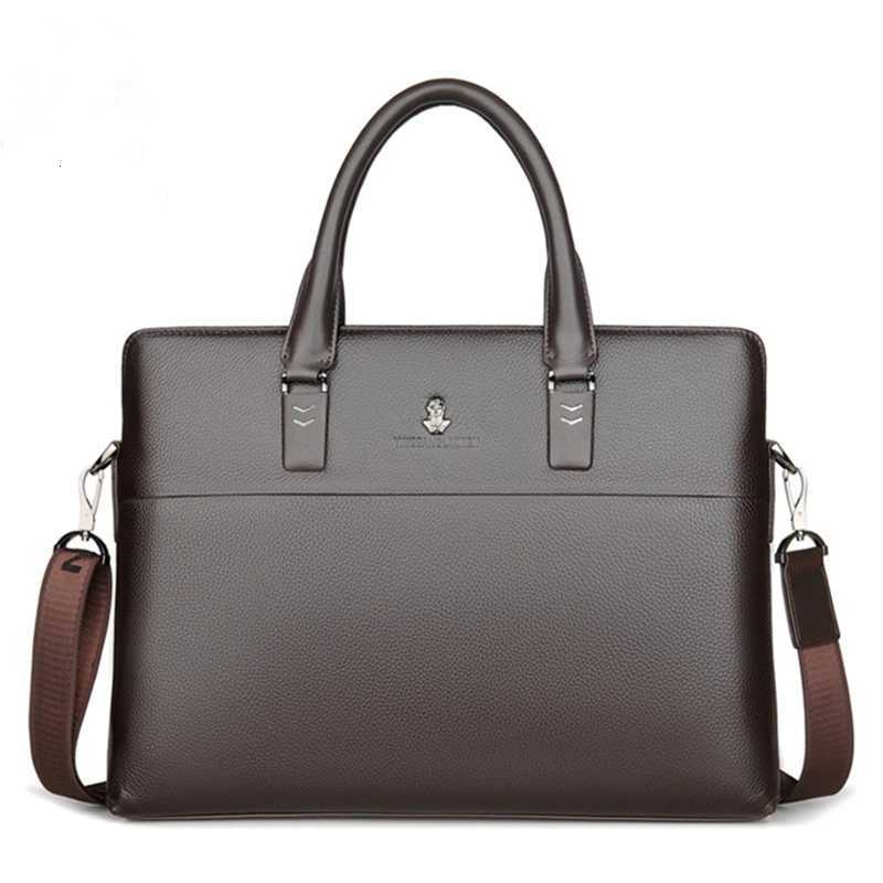 Fashion Designer Briefcase Man Genuine Leather Handbag Laptop 14 Shoulder Business Messenger Work Side Bag Documents Suitcase W251022