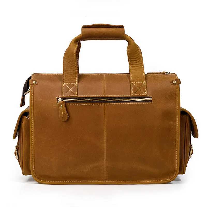 Top Grade Quality Laptop Briefcase Crazy Horse Genuine Leather Laptop Bags Notebook PC Shoulder Bag for Business Man Vintage W251022