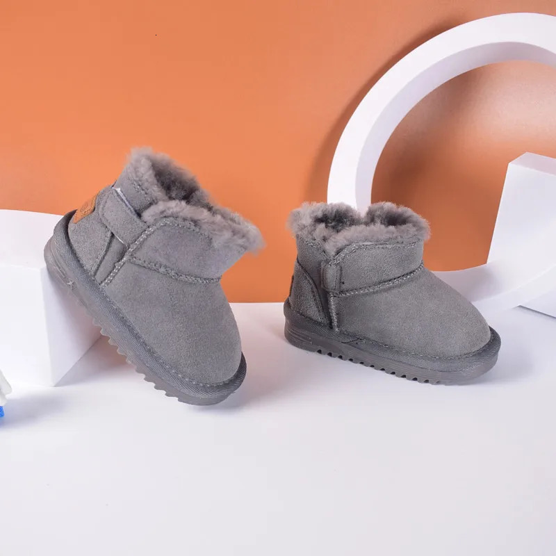 Winter Baby Snow Boots Leather Thick Plush Warm Toddler Kids Shoes Fashion Little Girls Boys EU 1525 251022