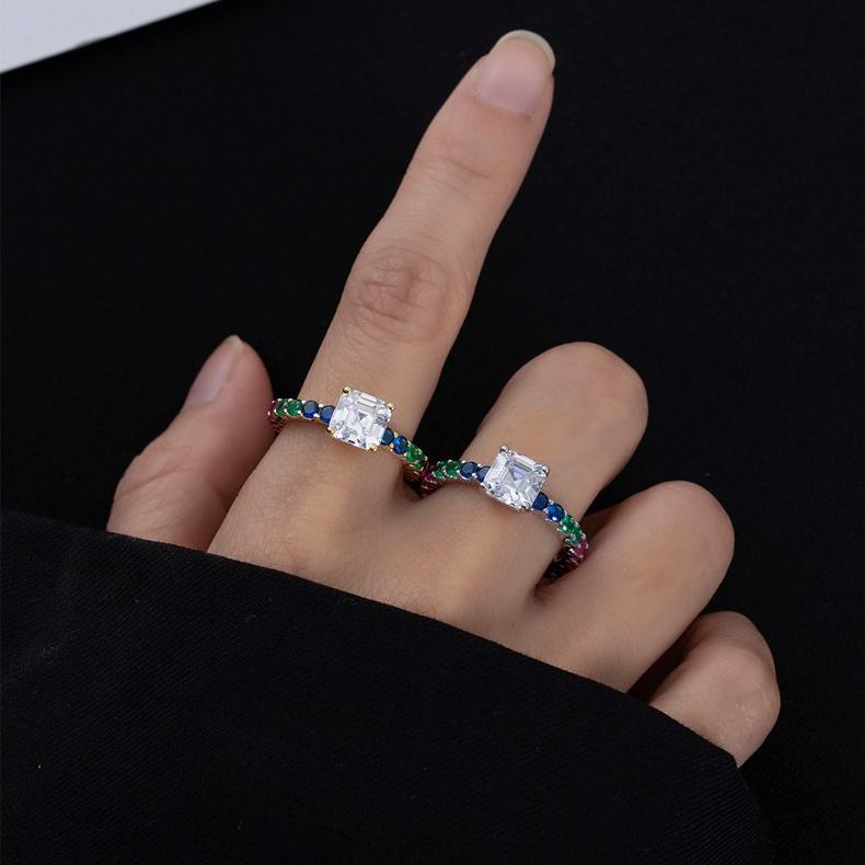 MT 1 CT princess square cut 5.5*5.5mm moissanite diamond ring for women men 925 sterling silver colored Cuba zircon ring engagement Jewelry Party gift