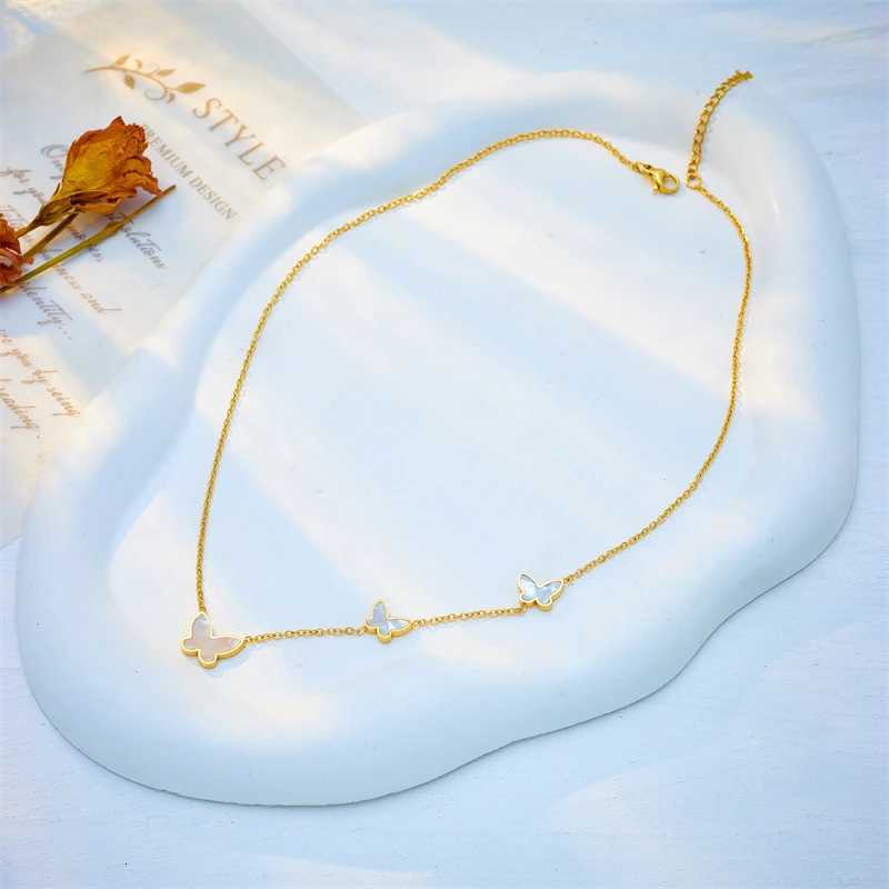 DIEYURO 316L Stainless Steel Butterfly Pendant Necklace For Women Girl New Trend Clavicle Chain Nonfading Jewelry Gifts Collier V251022