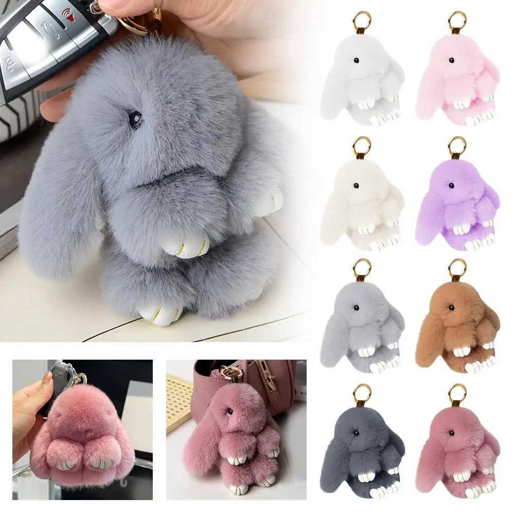 Cute Long Ear Bunny Keychain Real Mink Fur Rabbit Doll Charm Toys Ornament Keyring Jewelry Pompom Pendant Gifts Handbag Plu C9M0 J251121