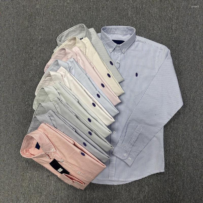 Men's Casual Shirts Shirt Designer Long Sleeved Spring And Autumn Business Striped Oxford Cotton Label Youth Top