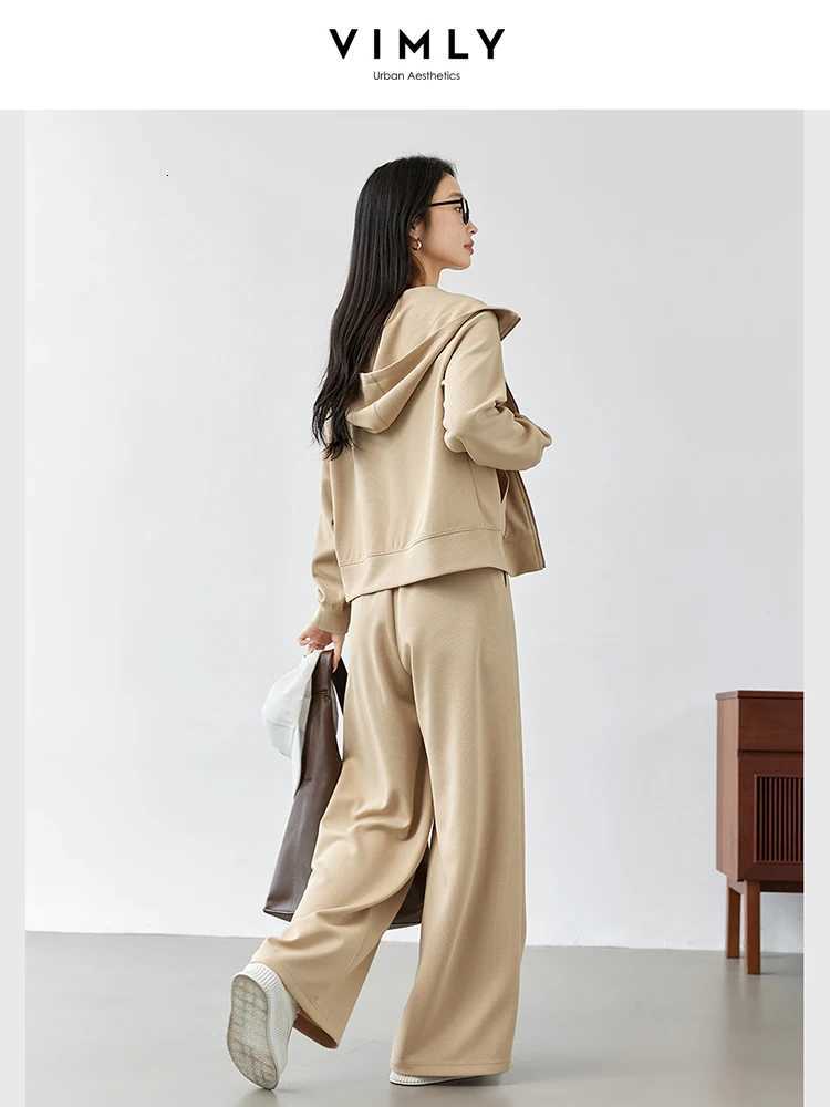 VIMLY Women 2025 Autumn Sporty SweatshirtsVest Pants 3Pcs Suit Office Lady Outfits Casual Sets Ladies Simple Tracksuit A0305T251022