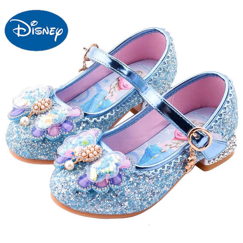 Disney Girls Princess Sandals Childrens Shoes Frozen Elsa Childrens Shoes Girls Fashion Baby Pink Blue High Heel Shoes Size 2535 H251022