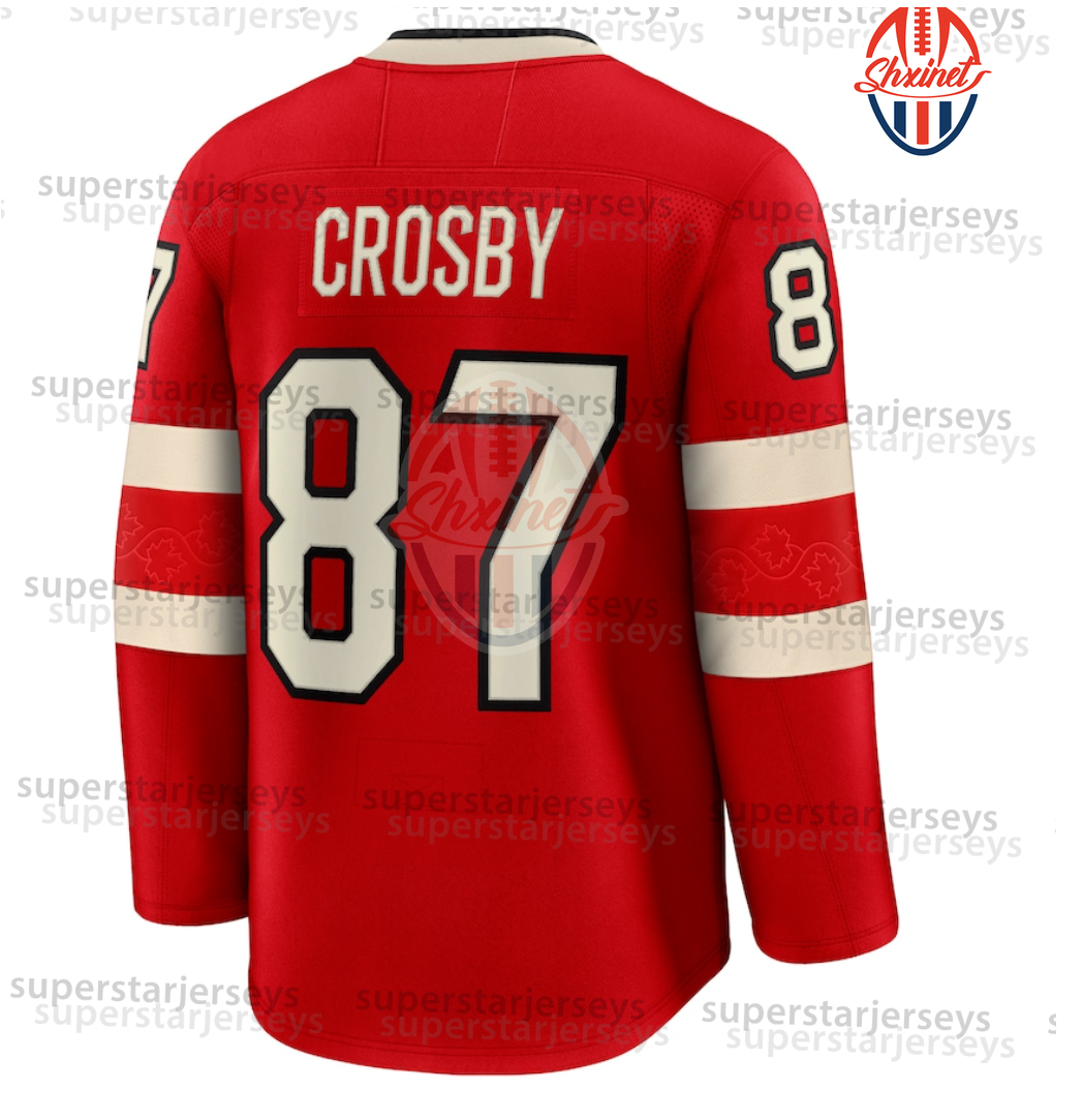 Sidney Crosby 87 Hockey Jersey 97 16 61 8 29 - Long Sleeve Team Adult/Youth 4-Nation Premium Red Hockey Jerseys