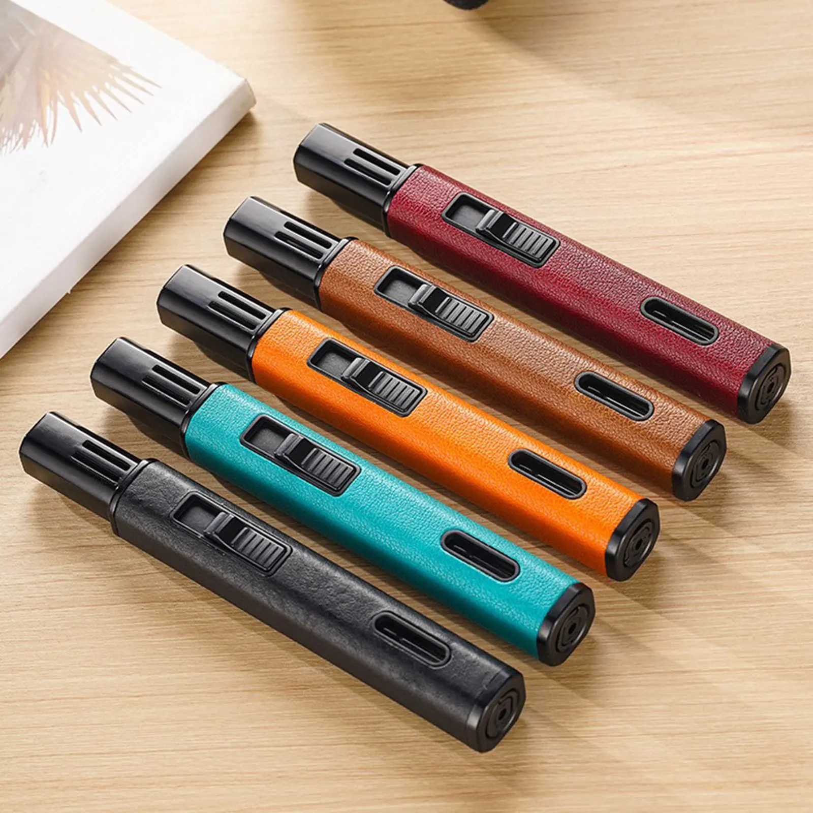 Windproof Butane Lighter Adjustables Blue Flames Inflatable Lighter for Outdoor BBQ C2510224