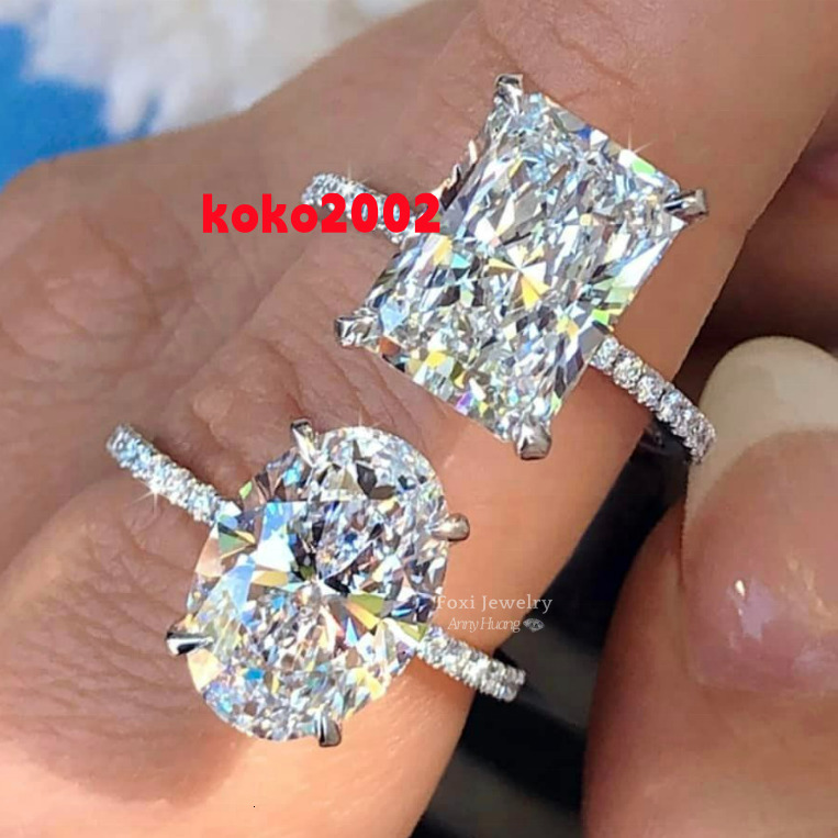 Wholesale 10K 14K 18K Solid Gold Vvs Moissanite Engagement Rings Women 925 Silver Diamond Emerald Radiant Oval Cut Gold Ring