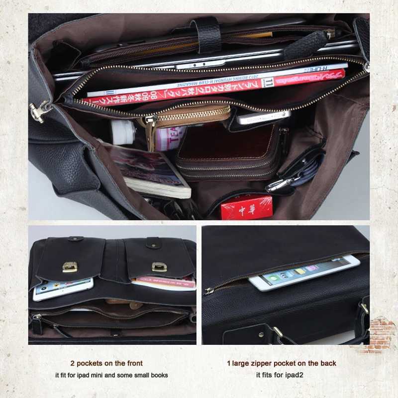 FANCODI Genuine Leather Briefcase men Business Bag Male Portfolio Attache Case Leather 156 Laptop Bag Office tote Handbag big W251022