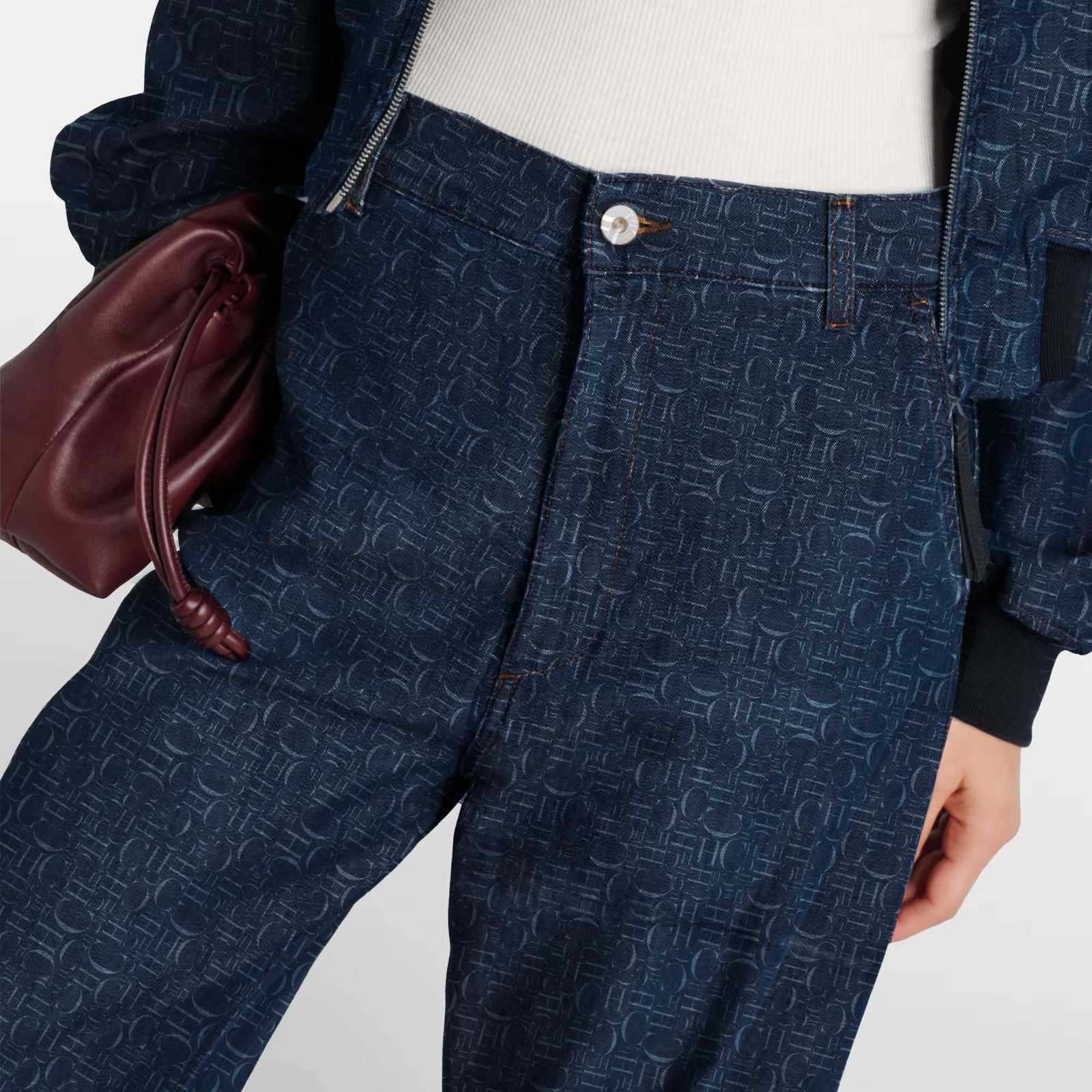 Women Pants Sets Denim Flared Trousers Fashion O Neck Coats Long Sleeve Zipper Casual Female Pants Suits Denim Streetwear SetsT251022